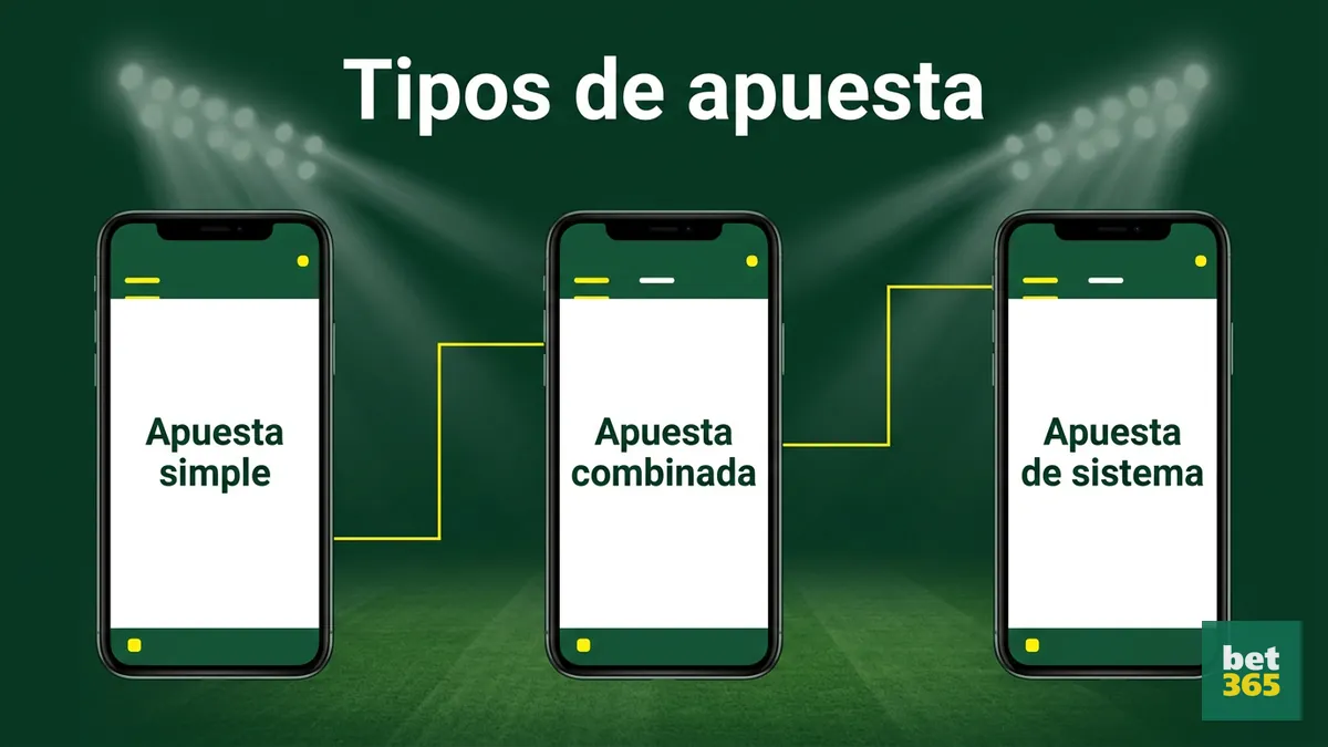Tipos de apuesta simple, combinada y sistema disponibles en bet365 Chile