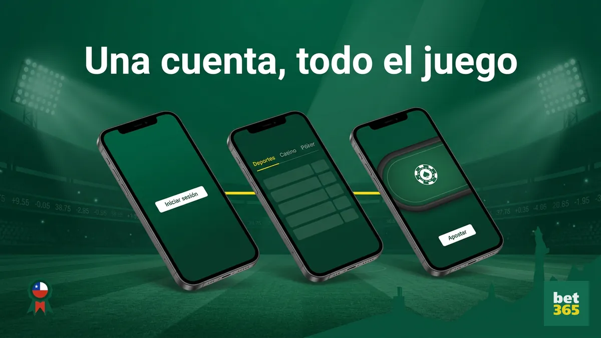 Secuencia de pantallas móviles para acceder al póker desde la misma cuenta en bet365 Chile