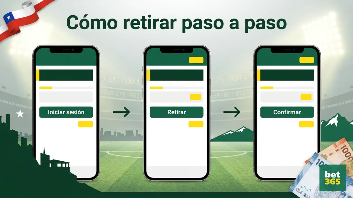 Pasos para retirar dinero en bet365 Chile desde la app o el sitio web