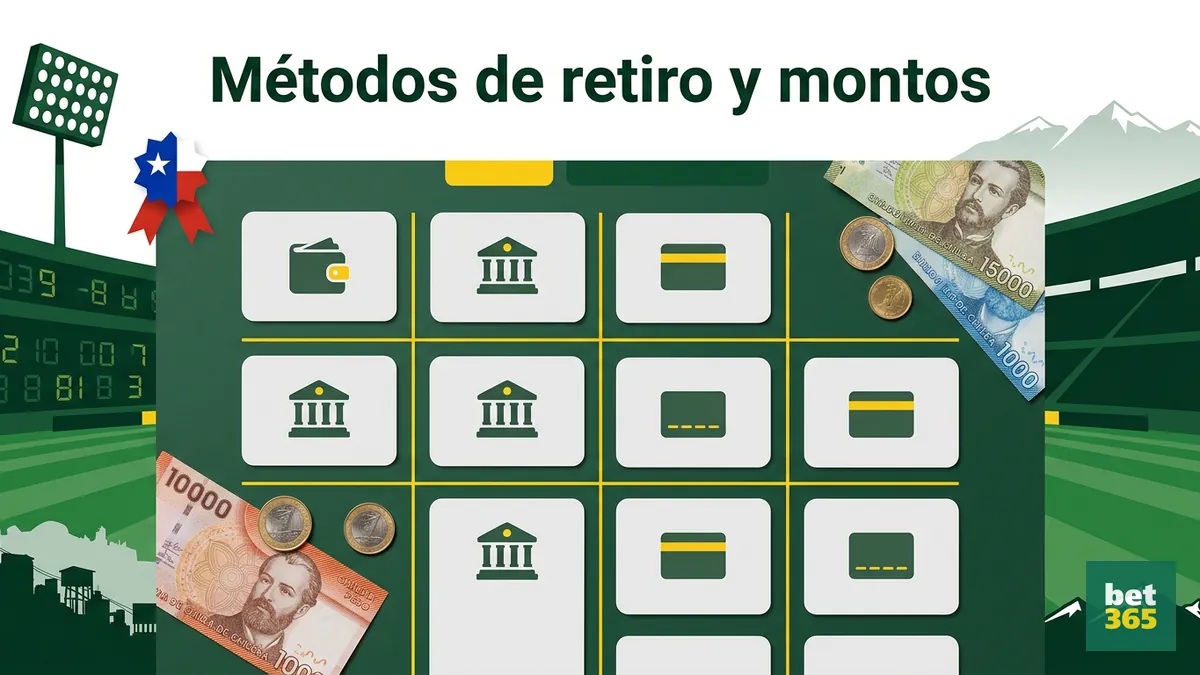 Métodos de retiro disponibles en bet365 Chile con montos mínimos y máximos