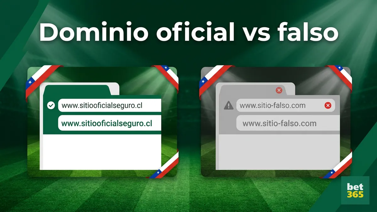Comparación visual entre un dominio oficial verificado y uno falso de bet365